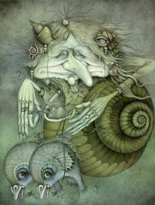 Bruxa do mar (lápis e lápis de cor sobre papel) de Wayne Anderson