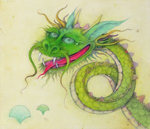 O dragão de orelhas azuis, 2000 (técnica mista) de Wayne Anderson