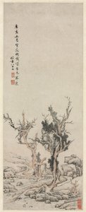 Árvores velhas por um riacho invernal de Wen Zhengming