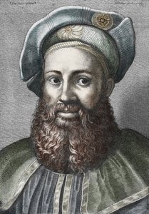 Retrato de Pietro Aretino (1492-1556) (Aretin), poeta italiano (Retrato do poeta italiano Pietro Aretino) Gravação de colecção privada