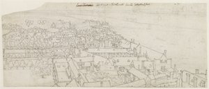 Uma vista do Southwark de St. Mary, olhando em direção a Westminster (caneta e tinta sobre grafite no papel) de Wenceslaus Hollar