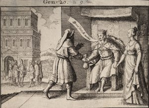 Abimelech a repreender Abraham. Estado 1 de Wenceslaus Hollar