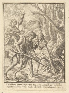 Adam Ploughing from the Dance of Death, 1651. de Wenceslaus Hollar