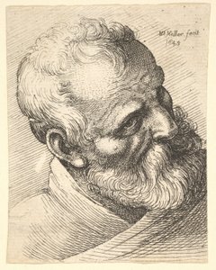 Velho barbudo com a cabeça inclinada, 1645. de Wenceslaus Hollar
