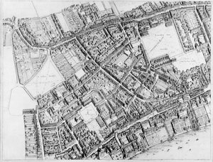 Aves-olho plano do distrito central ocidental de Londres, 1660-6 de Wenceslaus Hollar