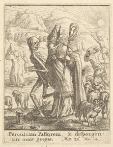 Bispo, da Dança da Morte, 1651. de Wenceslaus Hollar