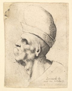 Busto de um homem deformado usando um chapéu bulboso de perfil à esquerda, 1625-77. de Wenceslaus Hollar