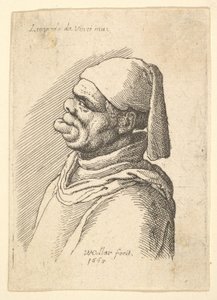 Busto de um homem deformado com um chapéu e um lábio inferior saliente de perfil para a esquerda, 1625-77. de Wenceslaus Hollar