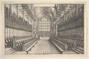 Coro e barracas na capela de St Georges, Windsor, 1660. de Wenceslaus Hollar