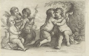 Cristo, João e três Querubins Peedopaegnion (título da série) de Wenceslaus Hollar