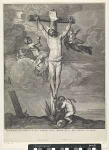 Cristo na cruz com os anjos de Wenceslaus Hollar