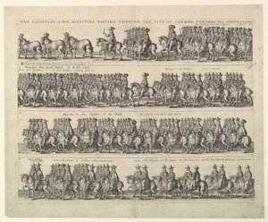 Procissão de coroação de Carlos II através de Londres, 1662. de Wenceslaus Hollar