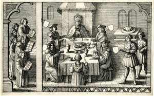 Jantar aquando da investidura de Fernando I na Jarreteira de Wenceslaus Hollar
