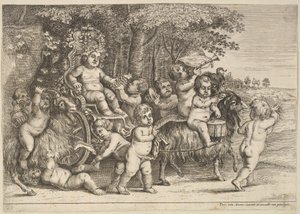 Onze Rapazes e Três Cabras, 1625-77. de Wenceslaus Hollar