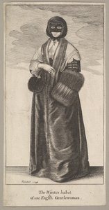 Traje inglês dama de inverno O hábito de inverno da ane inglesa Gentlewoman, 1644. de Wenceslaus Hollar