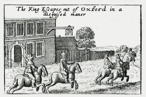 Fuga de Charles I de Oxford disfarçado de Wenceslaus Hollar