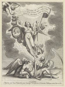 Faam overwint de tijd en de dood
História da entrada da Rainha Mãe do Rei Mais Cristão nas Províncias Unidas dos Países Baixos (título da série sobre o objecto) de Wenceslaus Hollar