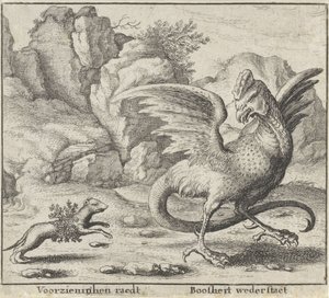 Fábula do basilisco e da doninha
Fábulas (título da série) de Wenceslaus Hollar