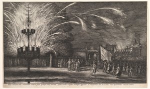 Fogo de artifício em Hemissem de Wenceslaus Hollar