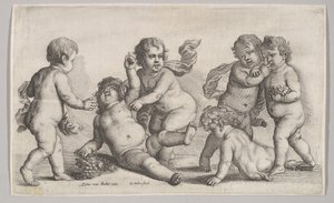 Cinco meninos e um sátiro, 1625-77. de Wenceslaus Hollar