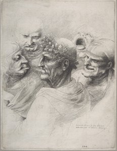 Cinco cabeças grotescas, incluindo um homem idoso com uma coroa de folhas de carvalho, 1646., 1646. de Wenceslaus Hollar