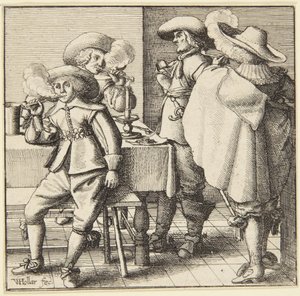 Quatro homens a fumar de Wenceslaus Hollar