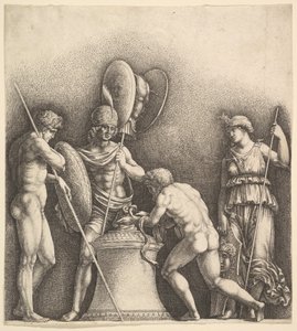 Sacrifício pagão de quatro figuras clássicas, 1638. de Wenceslaus Hollar