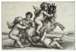 Quatro meninos pequenos e um bode de Wenceslaus Hollar