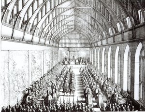 Festa da Jarreteira no St. George&39;s Hall, Windsor, na época de Carlos II, 1672 de Wenceslaus Hollar