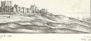 Vista do Castelo de Dover Dover Castle y West Side (título no objeto) Pontos turísticos da costa inglesa (título da série) de Wenceslaus Hollar