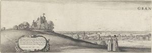 Vista de Greenwich (placa esquerda) Greenwich (título no objeto) de Wenceslaus Hollar