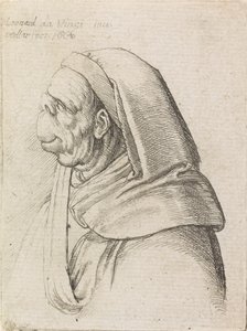 Grotesco perfil de um homem usando um capuz de Wenceslaus Hollar