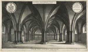 Interior da cripta de S. Paulo (S. Fé) de Wenceslaus Hollar