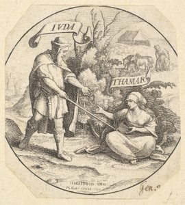 Judá e Tamar, 1640. de Wenceslaus Hollar