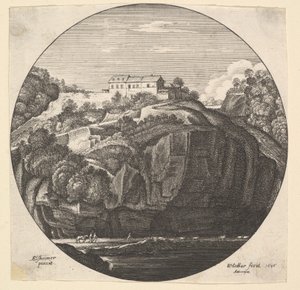 Paisagem com uma casa nas falésias, 1646. de Wenceslaus Hollar
