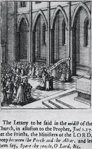 Litania em uma igreja, c.1655 (gravura) de Wenceslaus Hollar