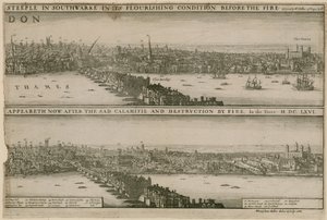 Londres, antes e depois do Grande Incêndio de Wenceslaus Hollar