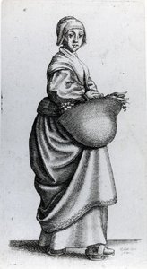Empregada de retorno do mercado, 1640 de Wenceslaus Hollar