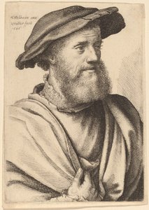 Homem com barba olhando para a direita Hans Holbein, 1646. de Wenceslaus Hollar