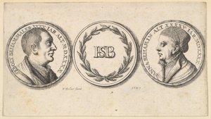 Medalhões com retratos de Sebald Beham e Anna Beham, 1647. de Wenceslaus Hollar