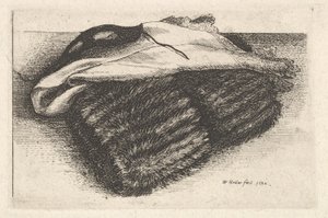Muff, lenço branco e máscara, 1642. de Wenceslaus Hollar