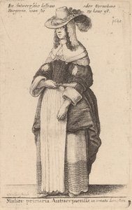 A primeira mulher antuérpia em trajes domésticos. de Wenceslaus Hollar