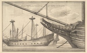 Os navios mercantes navegam pelas Índias Ocidentais Holandesas, Leste da Índia, 1647. de Wenceslaus Hollar