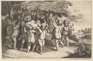 Nove meninos pequenos, 1625-77. de Wenceslaus Hollar