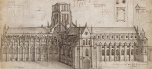 Antiga Catedral de São Paulo do nordeste, meados do século XVII de Wenceslaus Hollar