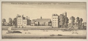 Palácio em Londres para Canterbury propae geralmente Lambeth House Lambeth House P ..., 1647. de Wenceslaus Hollar