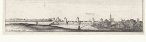 Paisagem fluvial com vista para Estrasburgo Vistas do rio na Alemanha e nos Países Baixos (título da série) de Wenceslaus Hollar