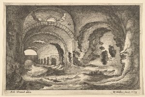 Restos romanos em Tivoli, 1673. de Wenceslaus Hollar