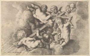Sete putti carregando a cruz, 1646. de Wenceslaus Hollar