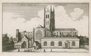 St Mary Overies, Southwark, Londres; desenho datado de 1647 de Wenceslaus Hollar